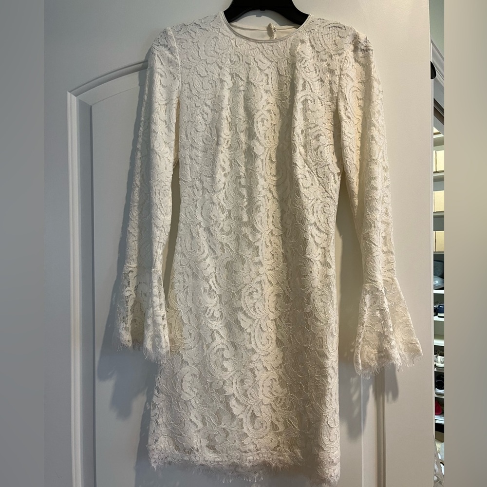 White lace dress with bell sleeve
